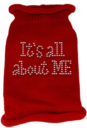 It's All About Me Rhinestone Knit Pet Sweater XS Red