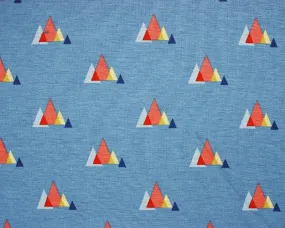 Jersey Alpine Fleece - Geometric triangles blue