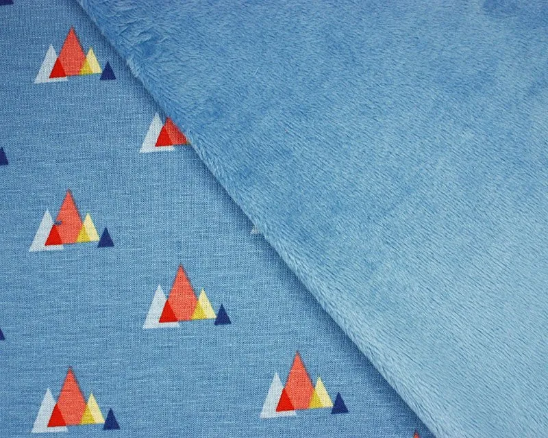 Jersey Alpine Fleece - Geometric triangles blue