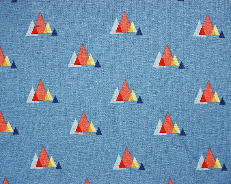 Jersey Alpine Fleece - Geometric triangles blue