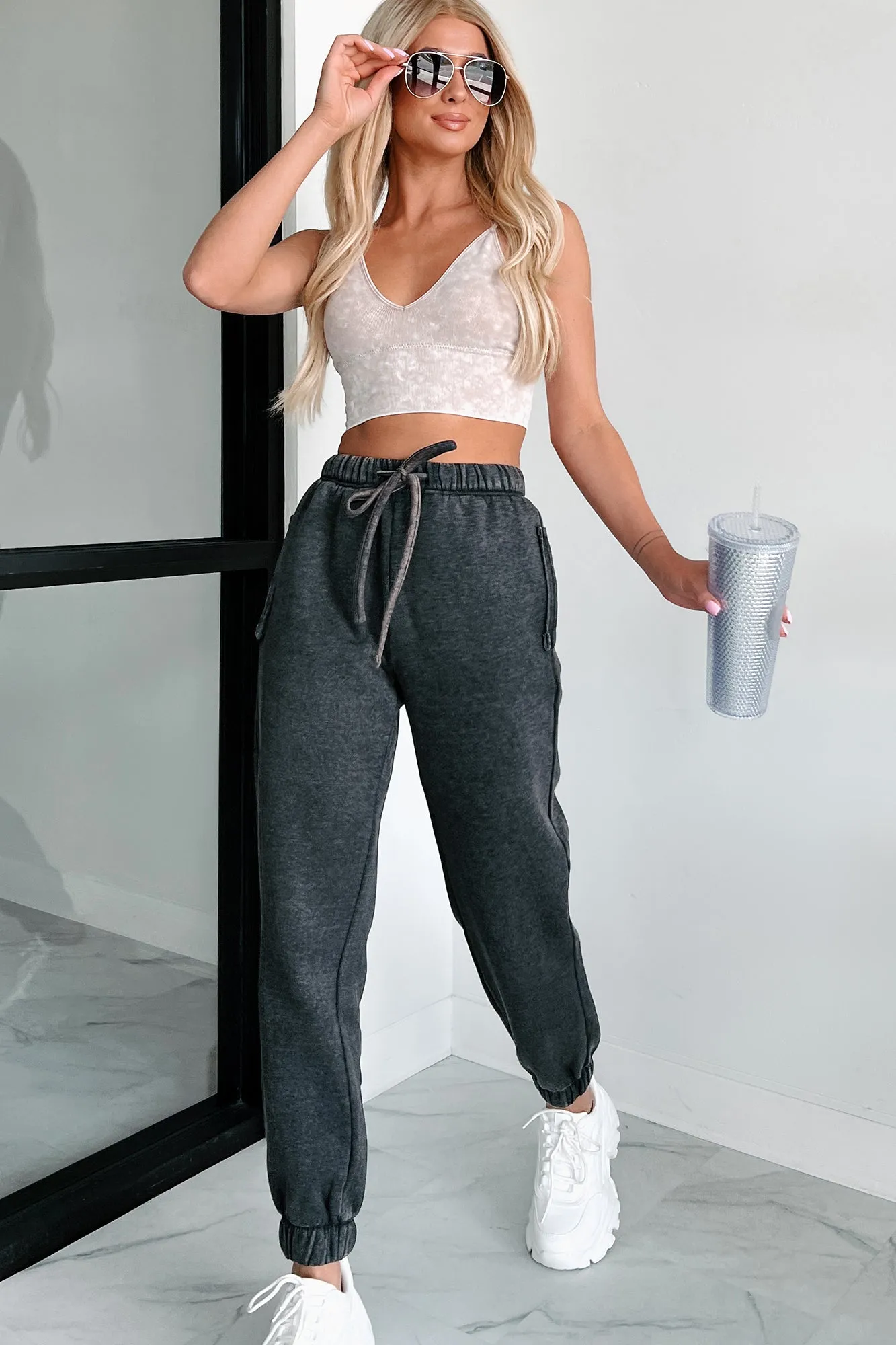 Kent Acid Wash Jogger Sweatpants (Ash Black)