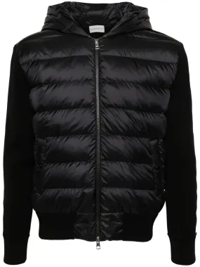 knitted-panels hooded puffer jacket