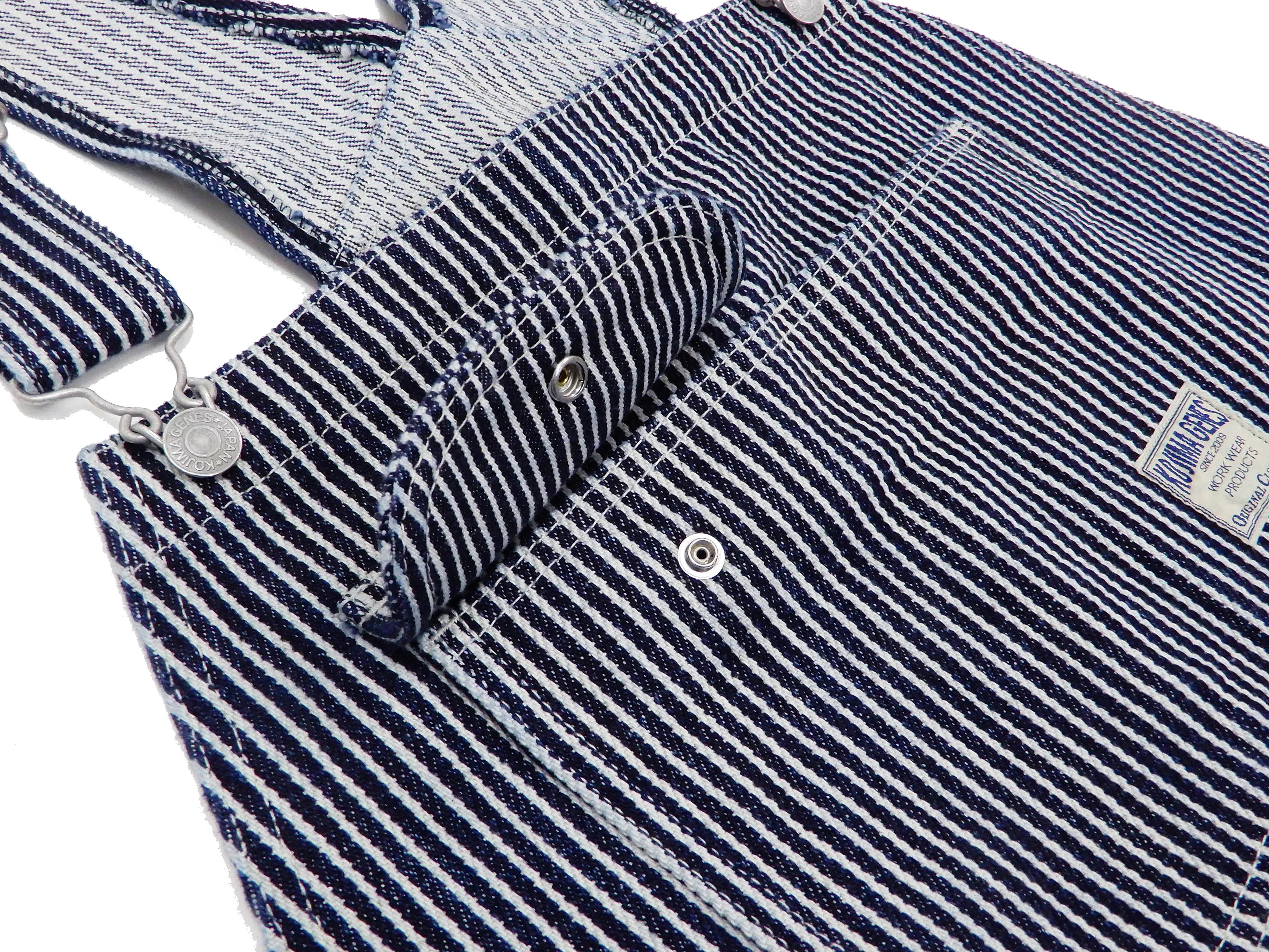 Kojima Genes Overalls Men's Casual 21 oz. Ultra Heavy Hickory Stripe Bib Overall RNB-1321 rnb1321