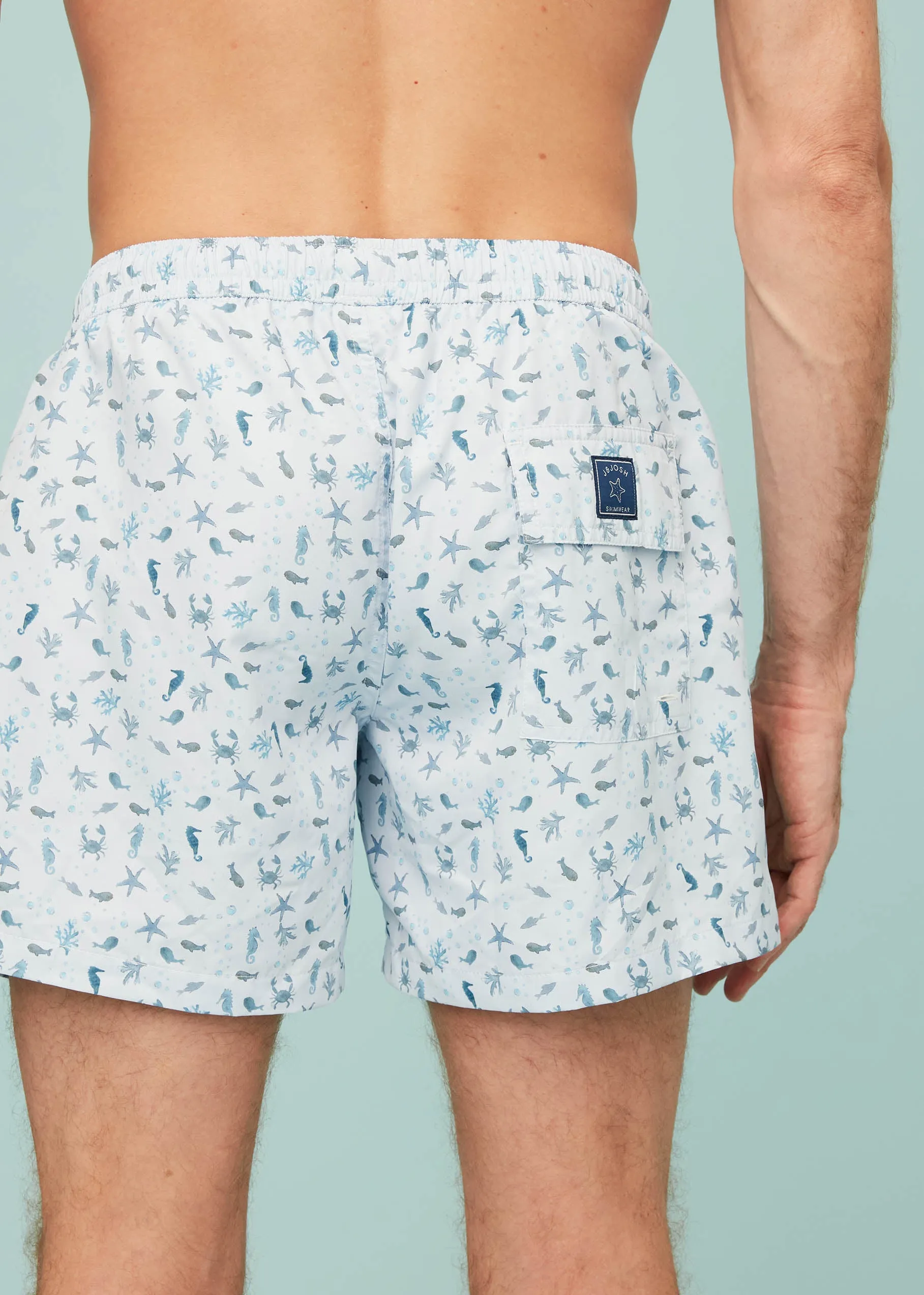 Light Blue Sea Animals Men's Swim Shorts