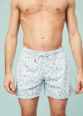 Light Blue Sea Animals Men's Swim Shorts