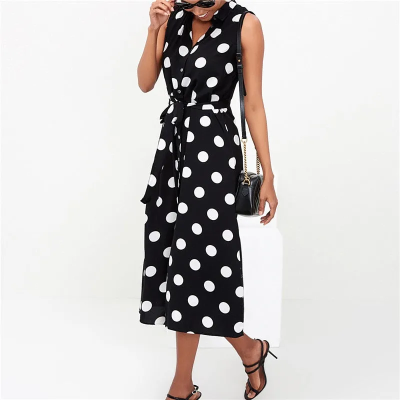 Long Dress Women Sexy Polka Dot Beach
