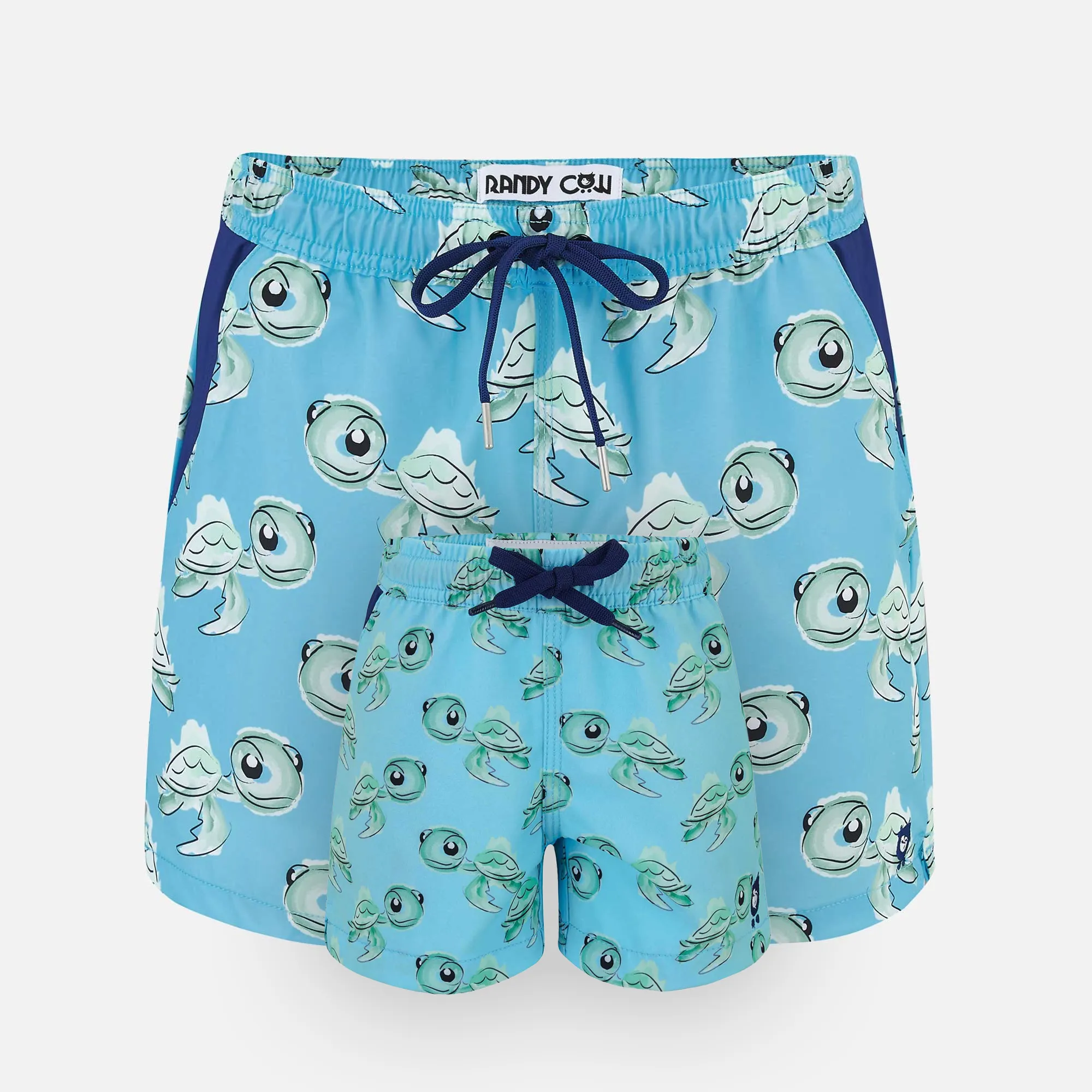 Matching Father & Son Turtles Swim Shorts with Waterproof Pocket
