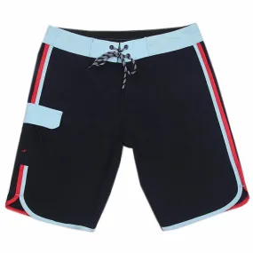 Men’s Black Boardshorts With Striped Trim