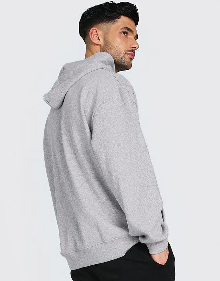 Men's Plain Fleece Hoodie-Grey