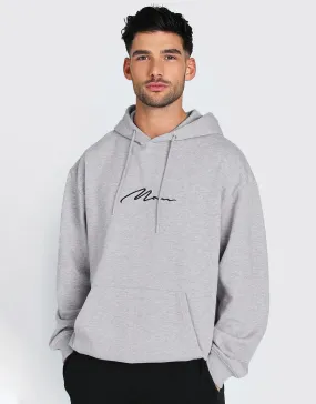 Men's Plain Fleece Hoodie-Grey