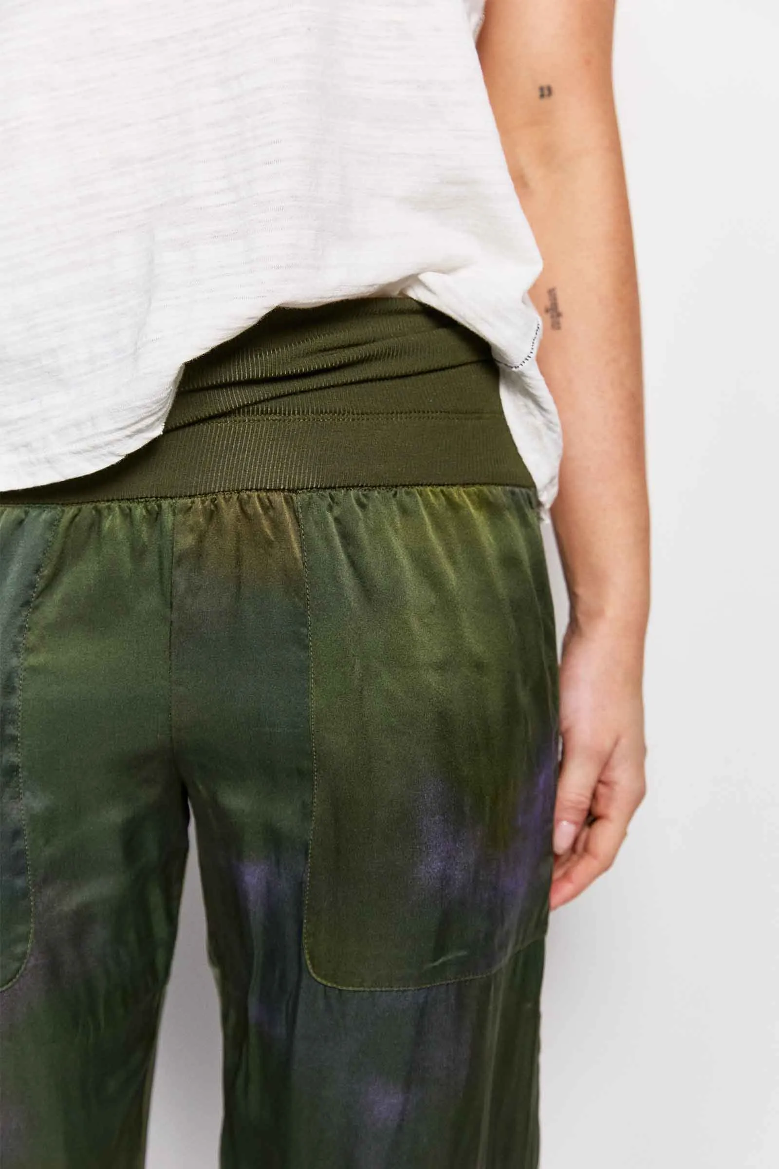 nap mist print silk pant with pockets