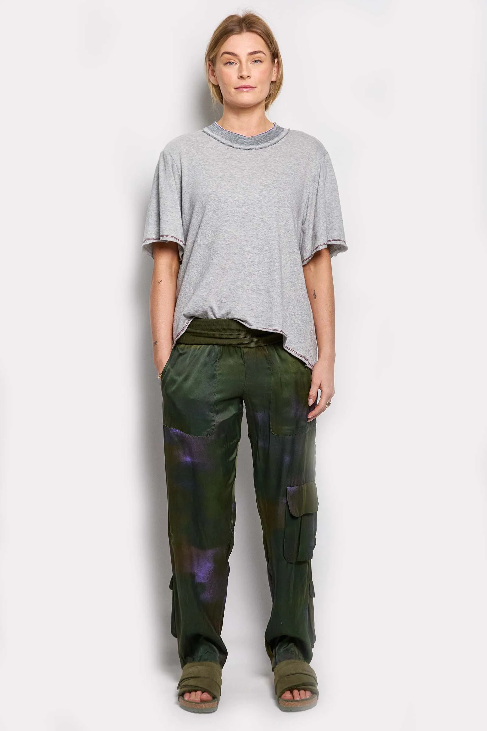 nap mist print silk pant with pockets