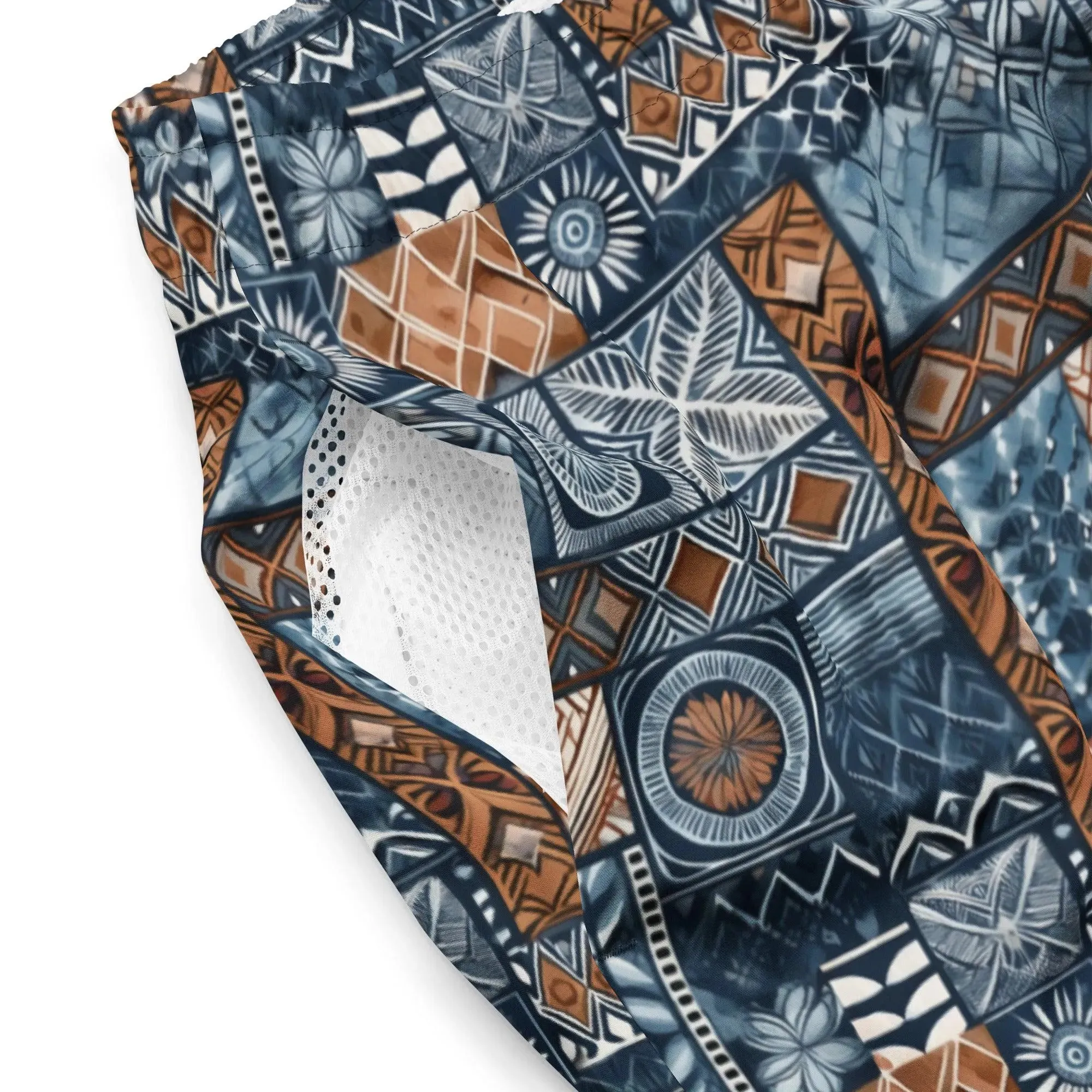 Pacific Islands Tapa Cloth Recycled Men's Swim Trunks