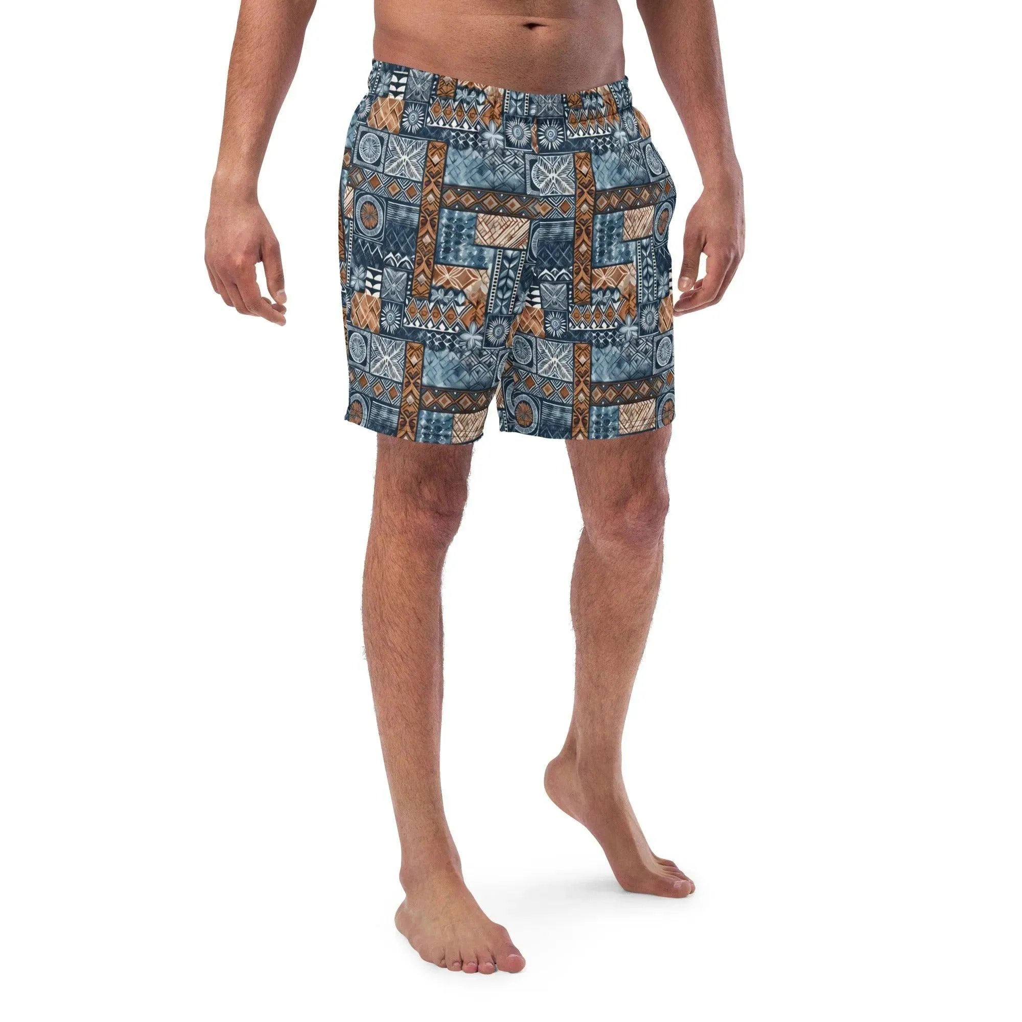 Pacific Islands Tapa Cloth Recycled Men's Swim Trunks