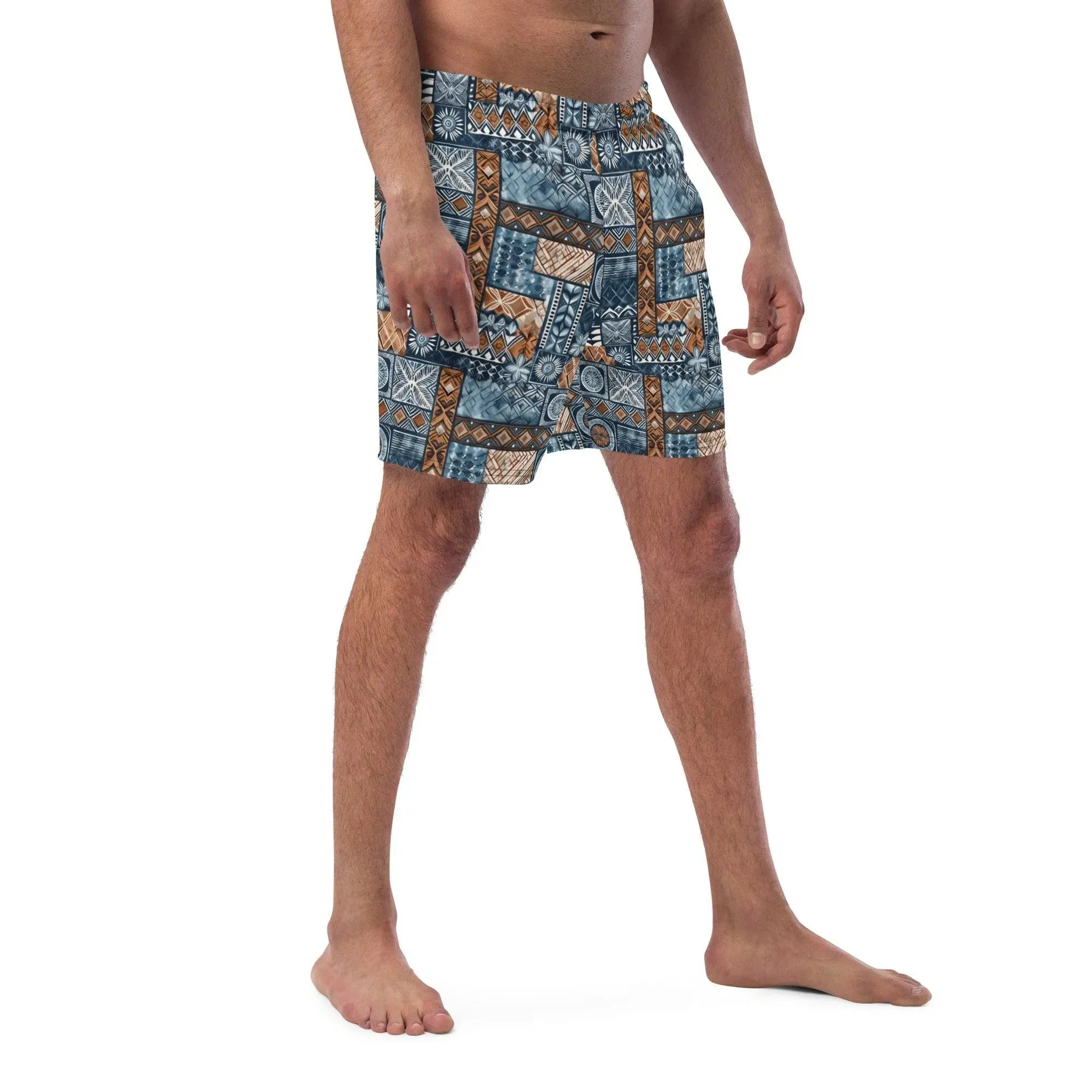 Pacific Islands Tapa Cloth Recycled Men's Swim Trunks
