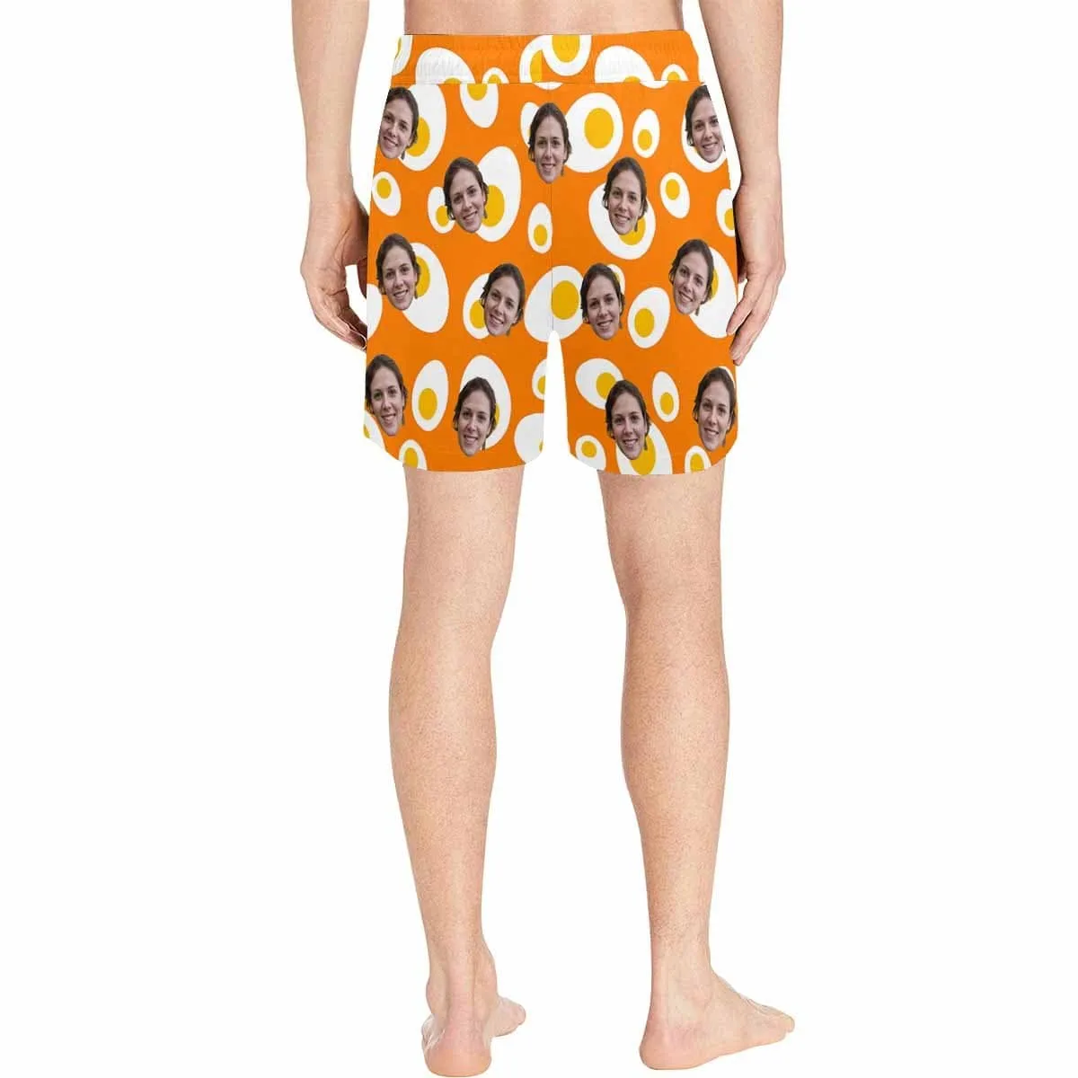 Personalized Girlfriend's Face Swim Trunks Custom Face Egg Men's Quick Dry Swim Shorts