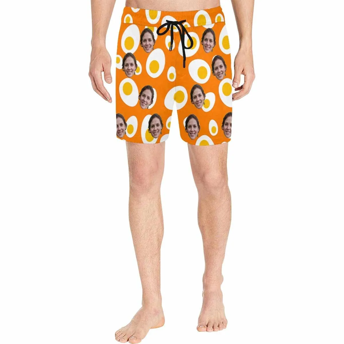 Personalized Girlfriend's Face Swim Trunks Custom Face Egg Men's Quick Dry Swim Shorts
