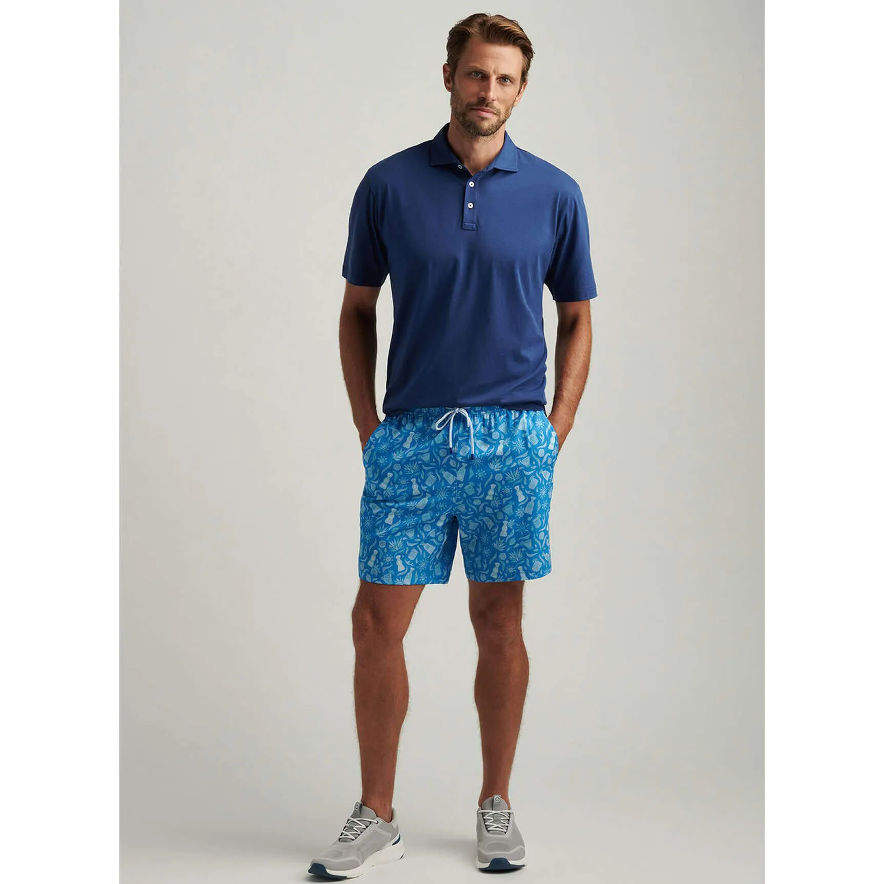 Peter Millar Men's 7-Inch Saltwater Spirits Swim Trunks - Blue Macaw