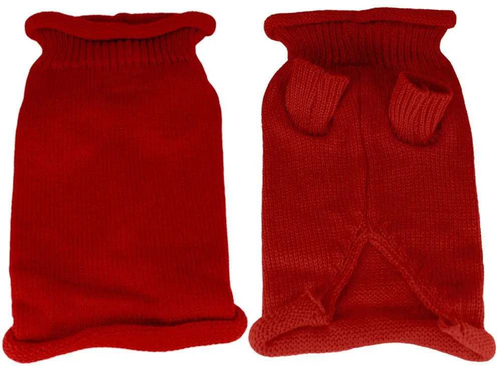 Plain Knit Pet Sweater XL Red