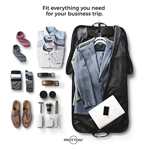 Prottoni 44-inch Garment Bag for Travel – Water-Resistant Carry-On Suit Carrier