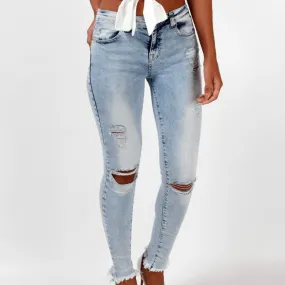 Ripped Stretch Slim-Fit Skinny Pocket Pants