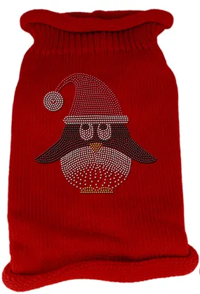 Santa Penguin Rhinestone Knit Pet Sweater XS Red