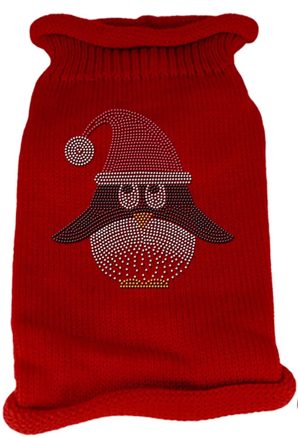 Santa Penguin Rhinestone Knit Pet Sweater XS Red