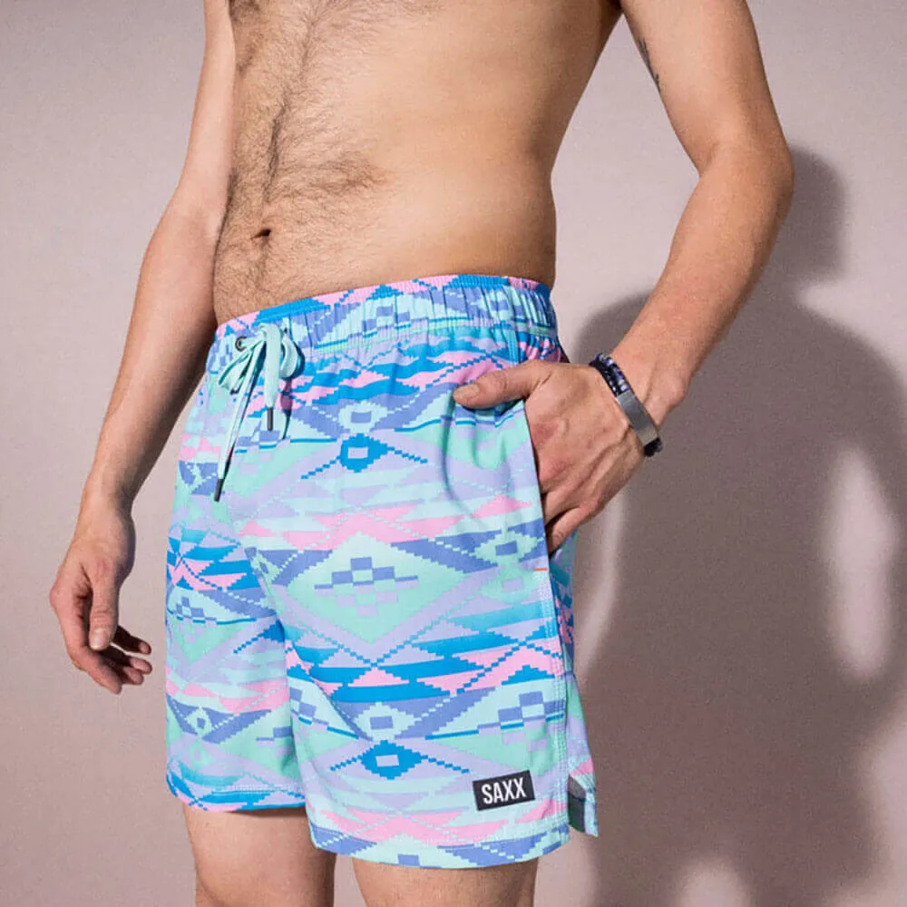 SAXX 5-Inch Oh Buoy 2N1 Volley Geo Gradiant Swim Trunks - Purple