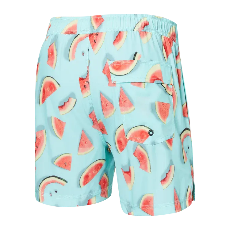 SAXX 5-Inch Oh Buoy 2N1 Volley One Hit Wondermelon Swim Trunks - Multi