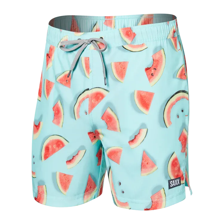 SAXX 5-Inch Oh Buoy 2N1 Volley One Hit Wondermelon Swim Trunks - Multi