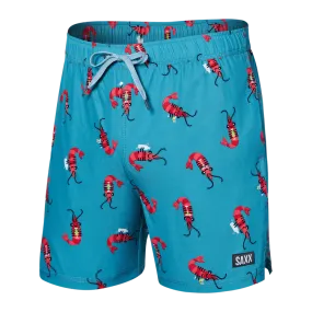 SAXX 5-Inch Oh Buoy 2N1 Volley Shrimp Cocktail Swim Trunks - Blue Moon