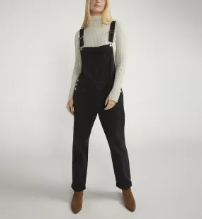 Silver Jeans Women's Baggy Straight Leg Overalls-Black Wash