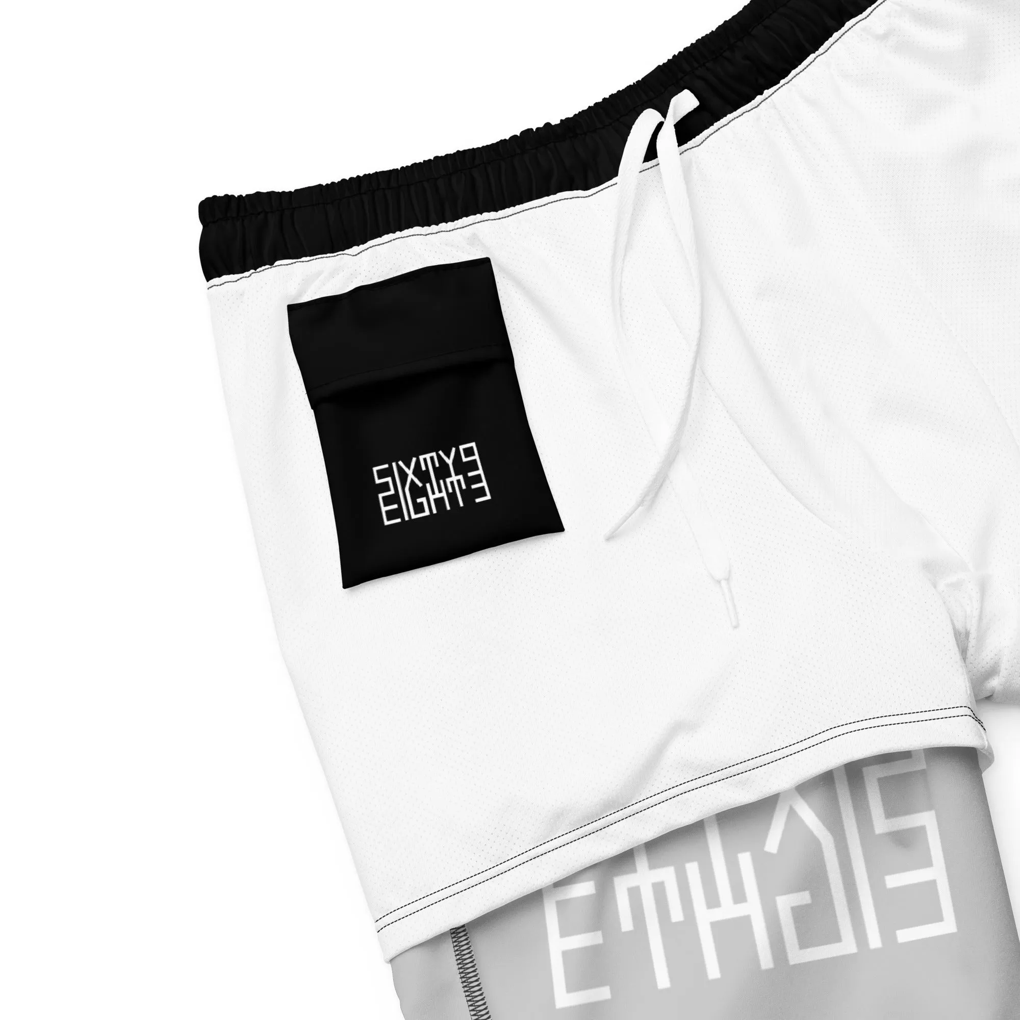 Sixty Eight 93 Logo White & Black Men's Swim Trunks