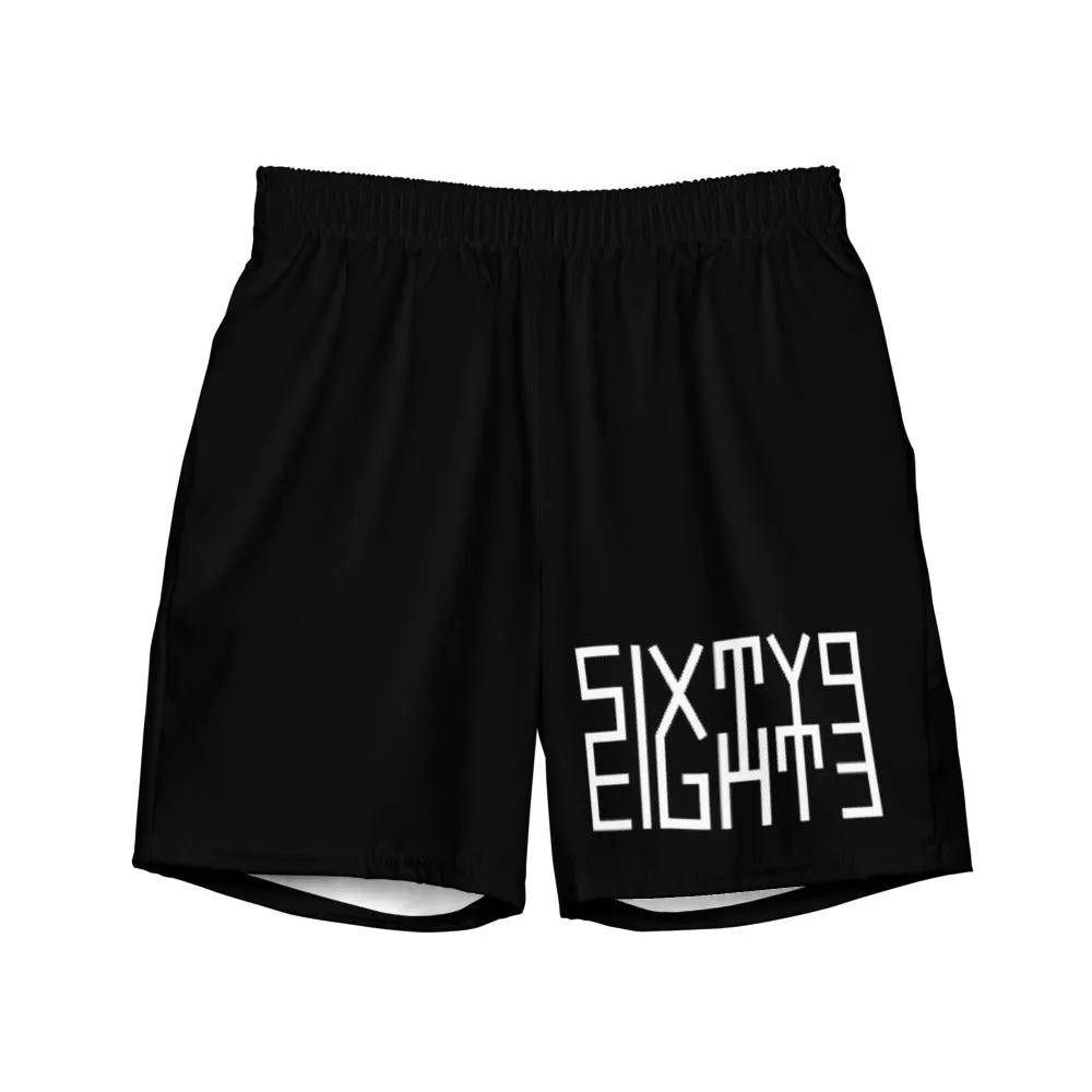 Sixty Eight 93 Logo White & Black Men's Swim Trunks