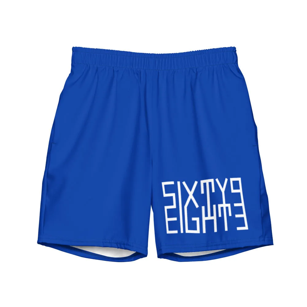 Sixty Eight 93 Logo White & Blue Men's Swim Trunks