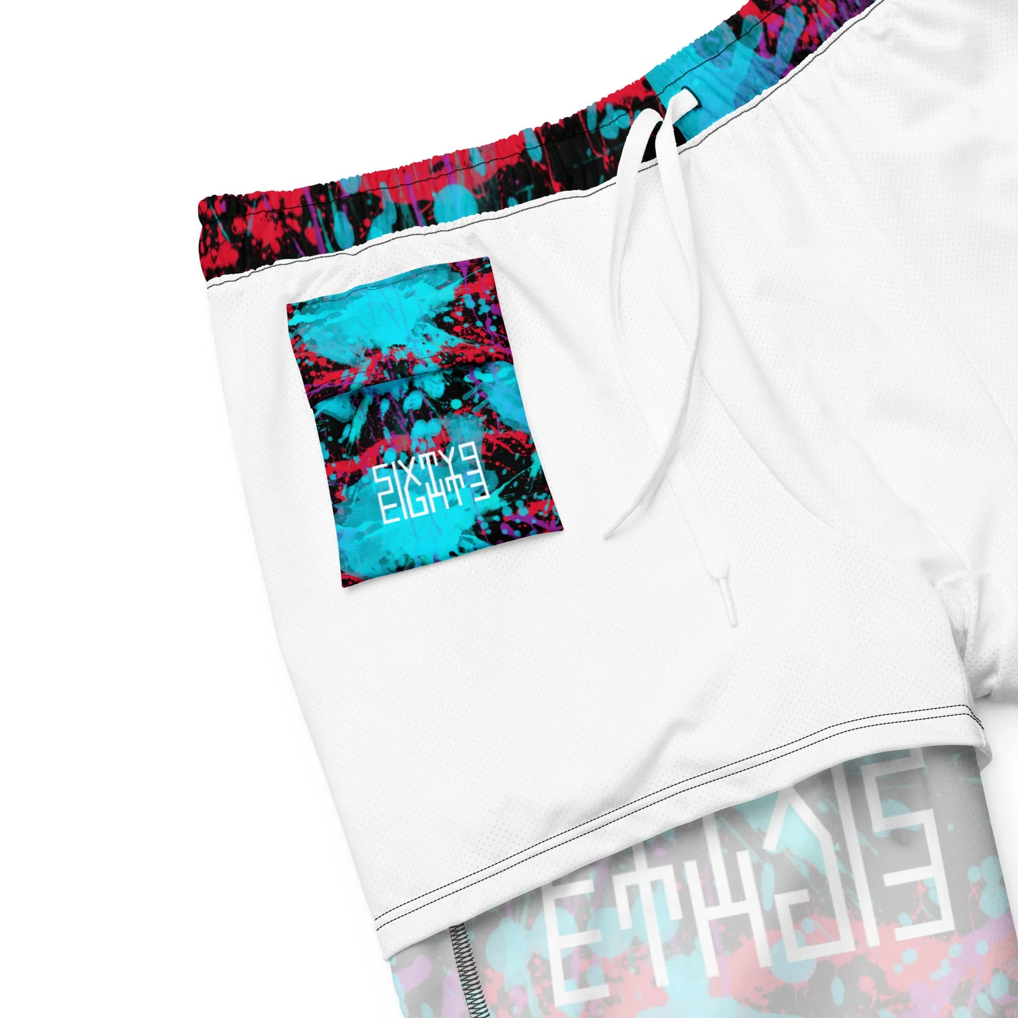 Sixty Eight 93 Logo White Splatter #1.2 Men's Swim Trunks