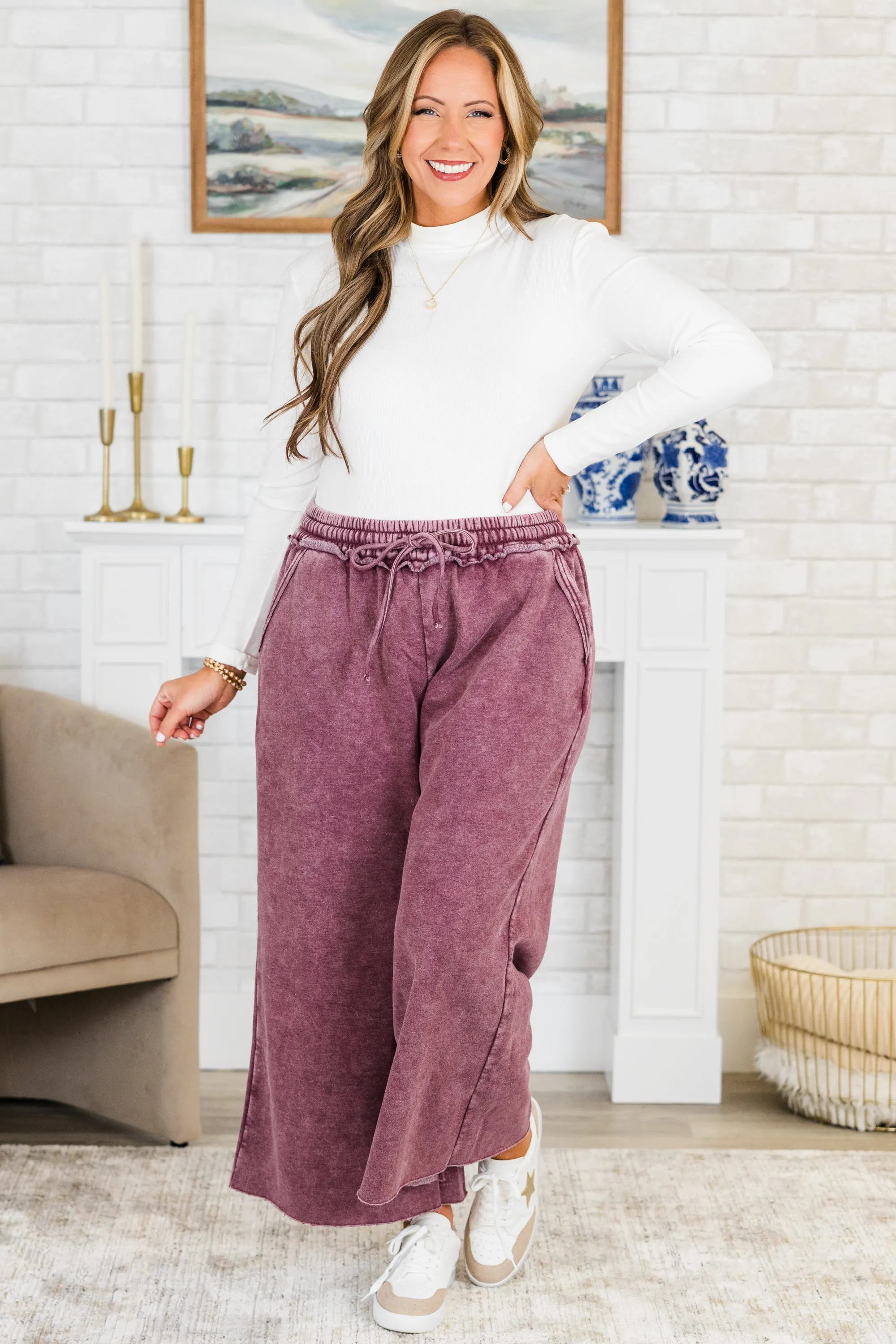 Sunday Scaries Sweatpants, Eggplant