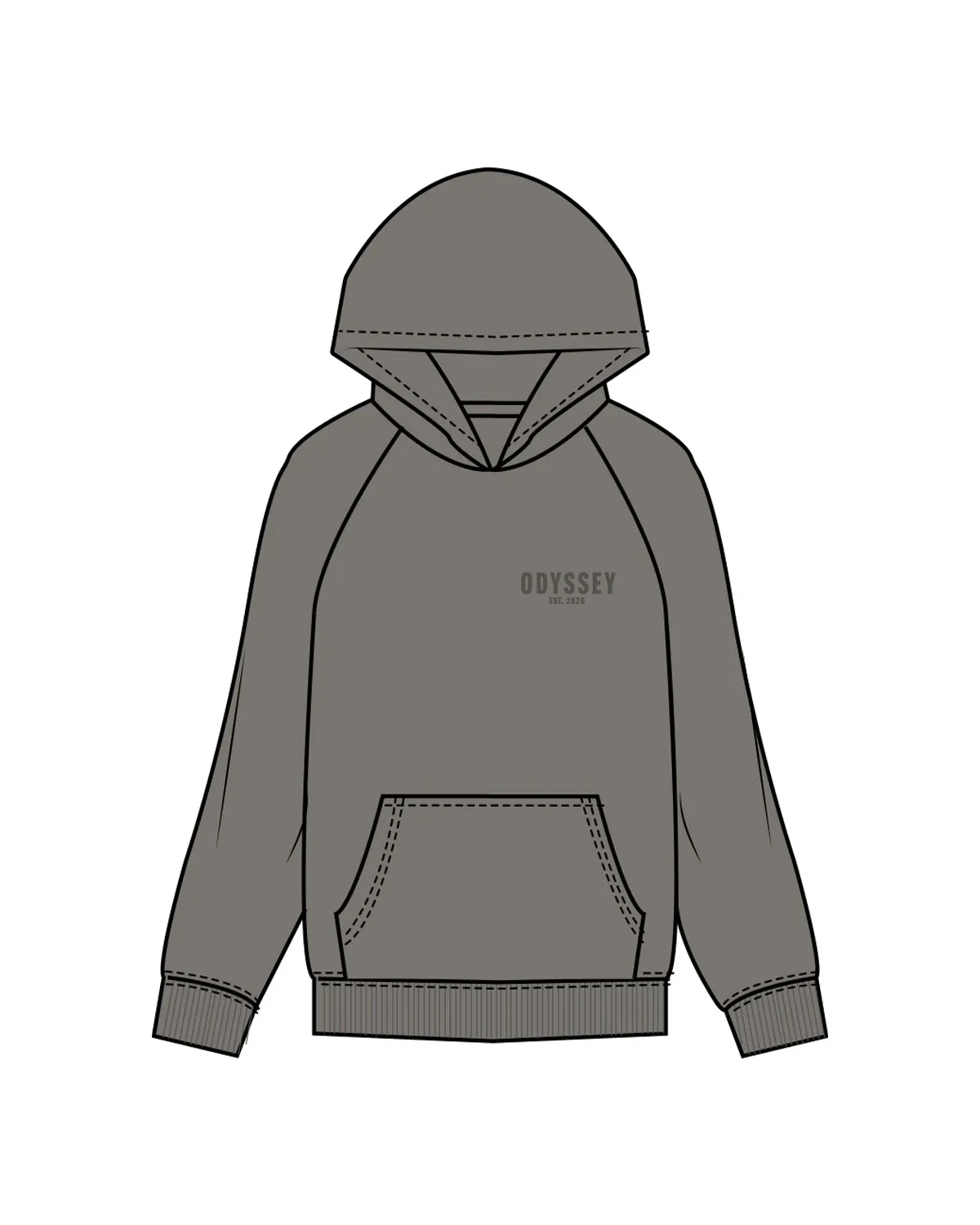 The Mens Hoodie - Washed Gray - Odyssey Performance - Left Chest & Back Stacked - Tone on Tone