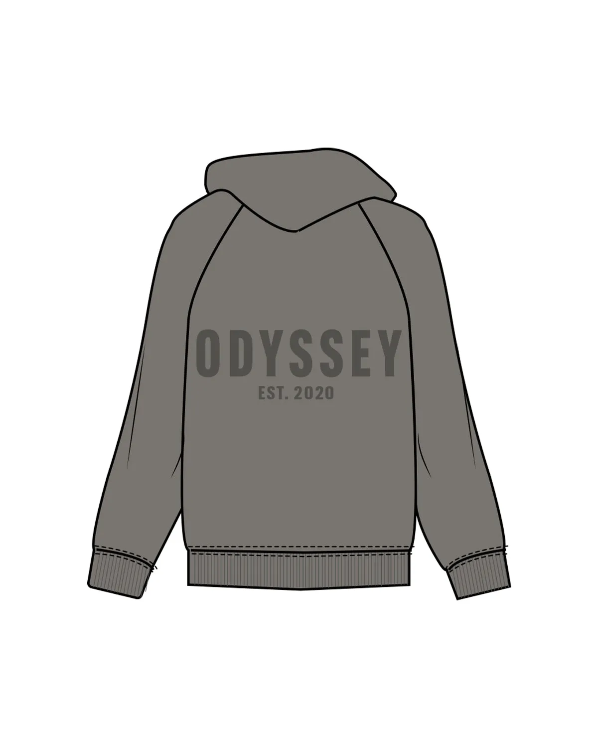 The Mens Hoodie - Washed Gray - Odyssey Performance - Left Chest & Back Stacked - Tone on Tone