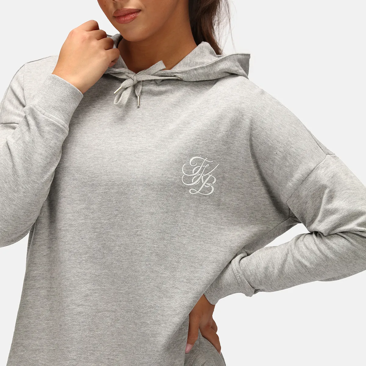 TKB Grey Curved Hem Hoodie