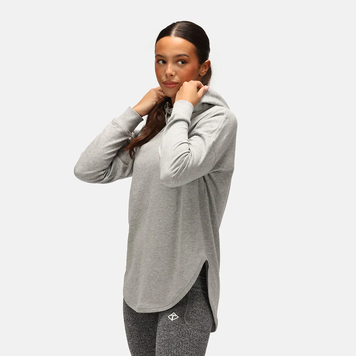 TKB Grey Curved Hem Hoodie