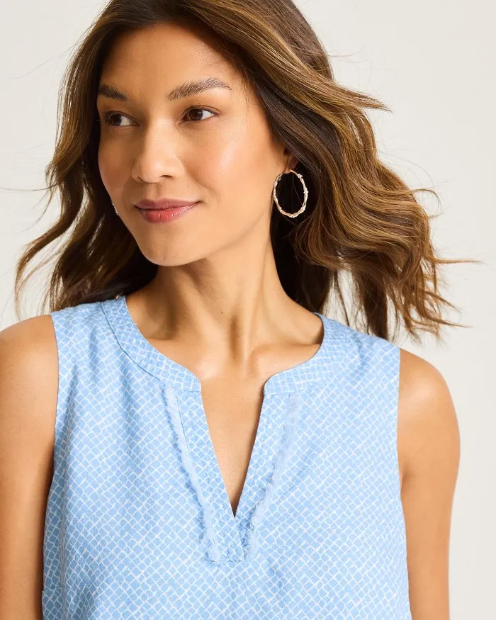 Tommy Bahama Women's Bay Breeze Sleeveless Linen Shift Dress - Chambray Blue