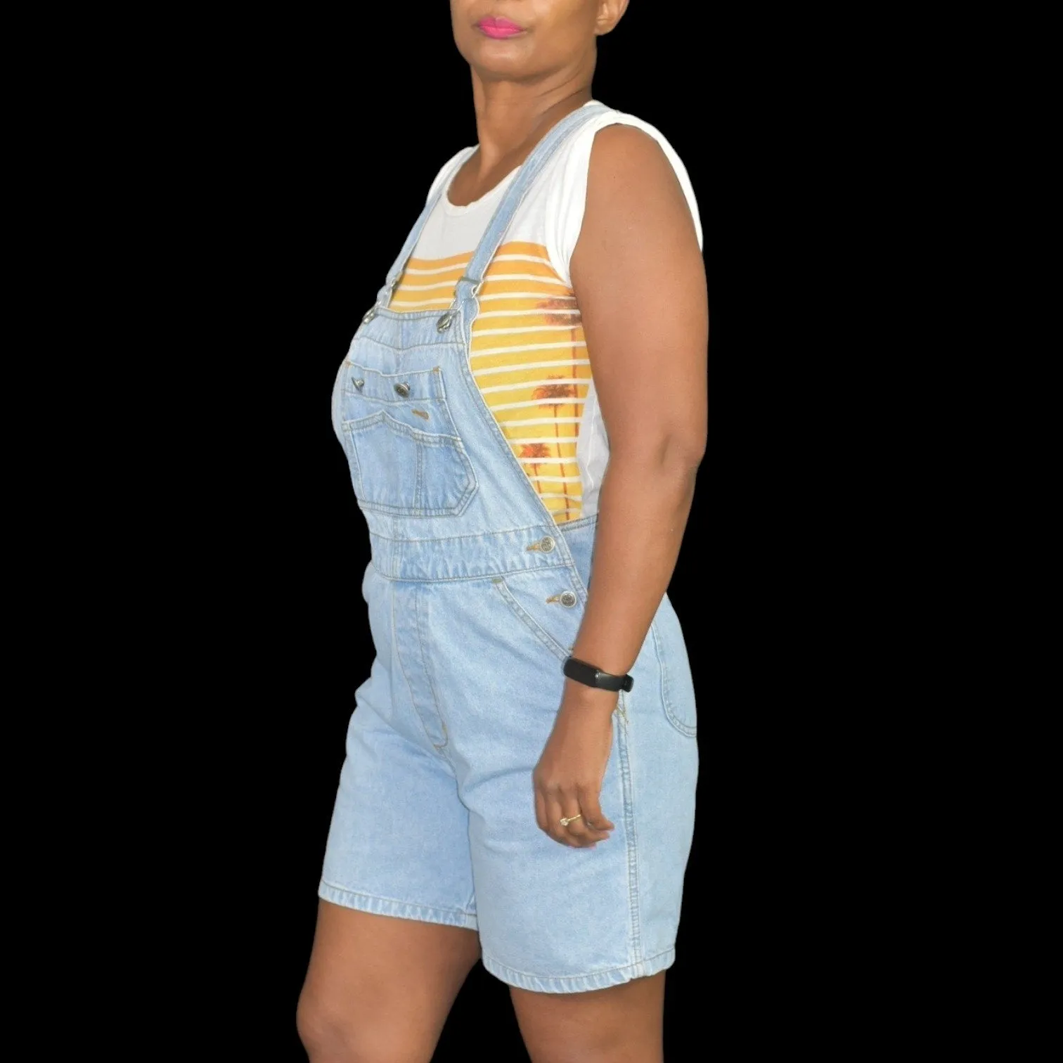 Vintage Bill Blass Bib Overalls Shorts Shortalls Blue Light Wash 90s Adjustable Size Small
