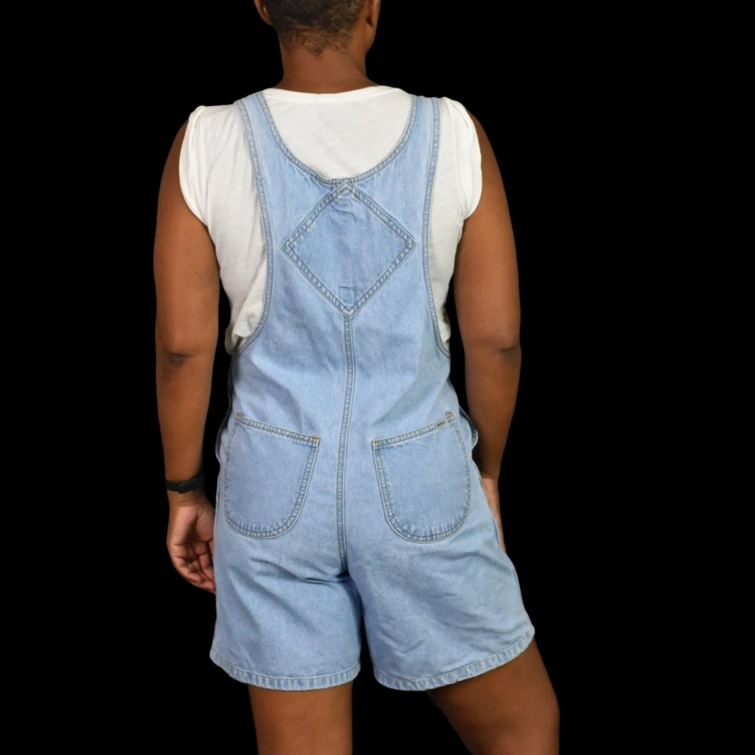 Vintage Bill Blass Bib Overalls Shorts Shortalls Blue Light Wash 90s Adjustable Size Small