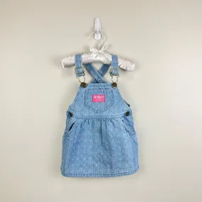 Vintage OshKosh B'gosh Blue Floral Jumper Dress 18 Months USA