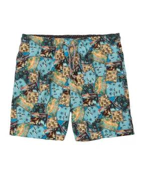 Westport Black Postcard Print Swim Trunk