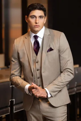 Wheat Stretch Slim Fit Suit Coat