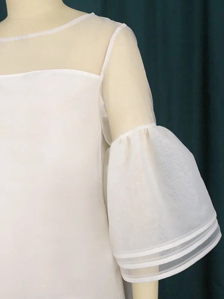White Party  Ruffle Sleeve  Classic Mini Dress