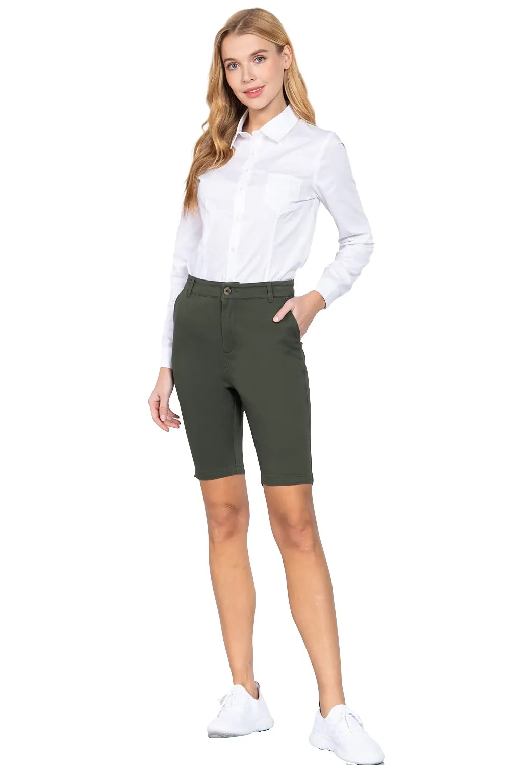 Women's Office Casual Side Pocket Bermuda Shorts Pants