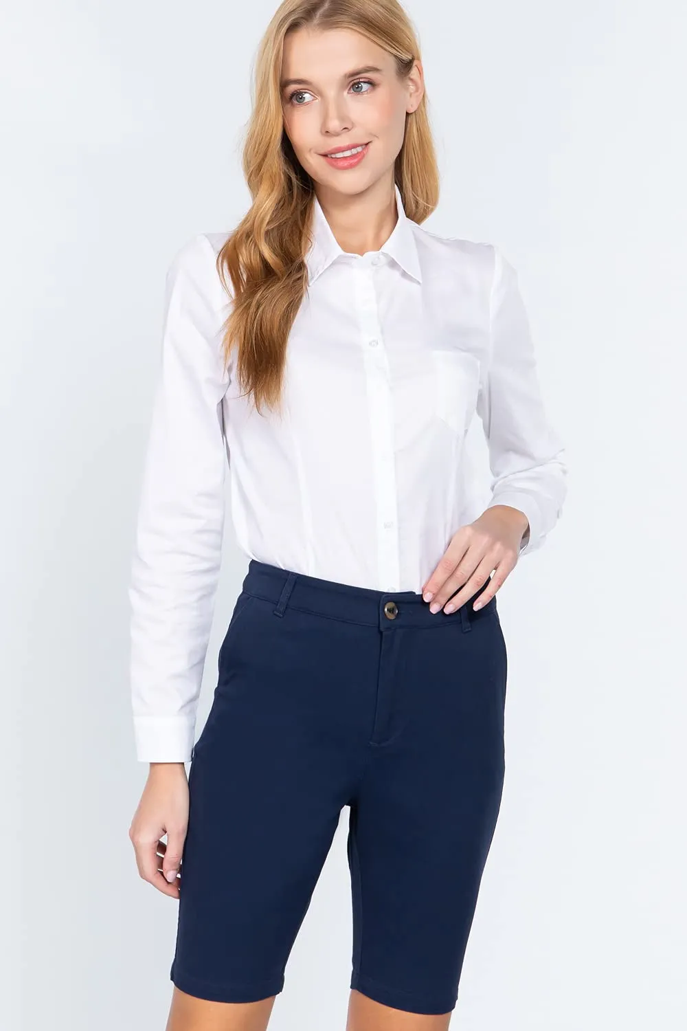 Women's Office Casual Side Pocket Bermuda Shorts Pants